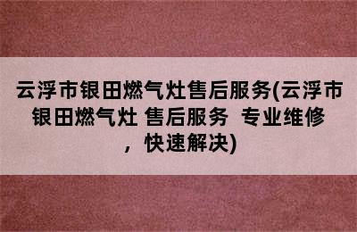 云浮市银田燃气灶售后服务(云浮市银田燃气灶 售后服务  专业维修，快速解决)